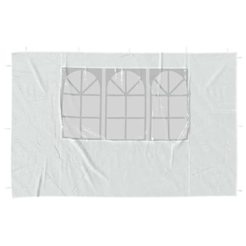 vidaXL dārza telts sānu sienas, 2 gab., ar logiem, PE, baltas