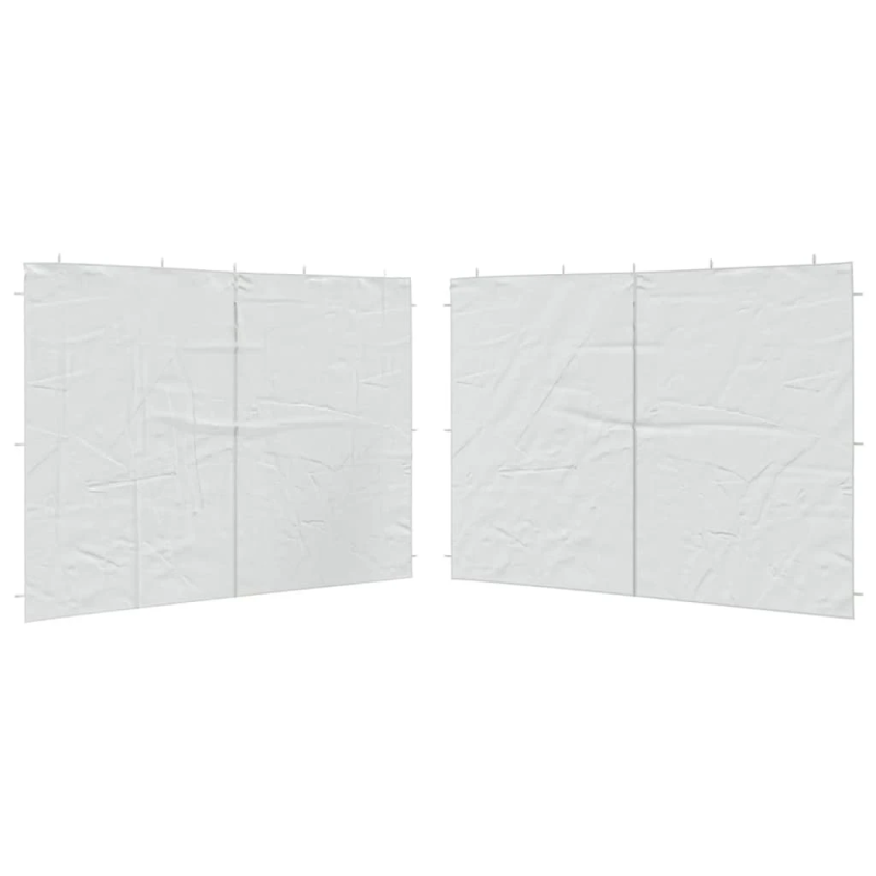 vidaXL dārza telts sānu sienas, 2 gab., ar rāvējslēdzēju, PE, baltas