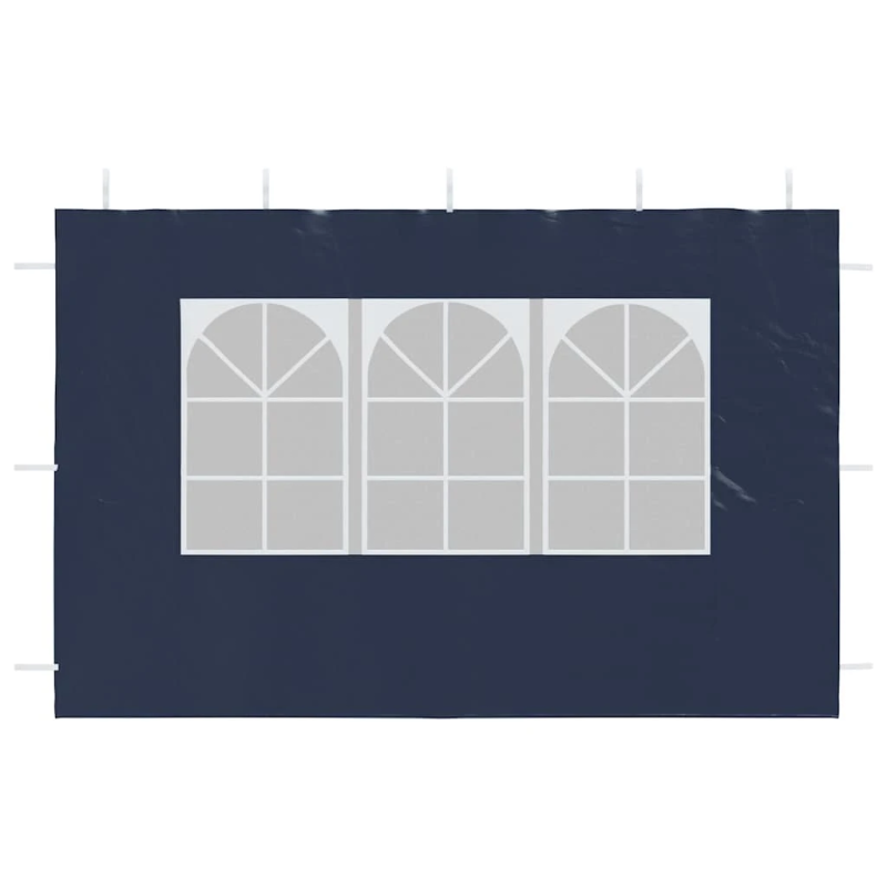 vidaXL dārza telts sānu sienas, 2 gab., ar logiem, PE, zilas