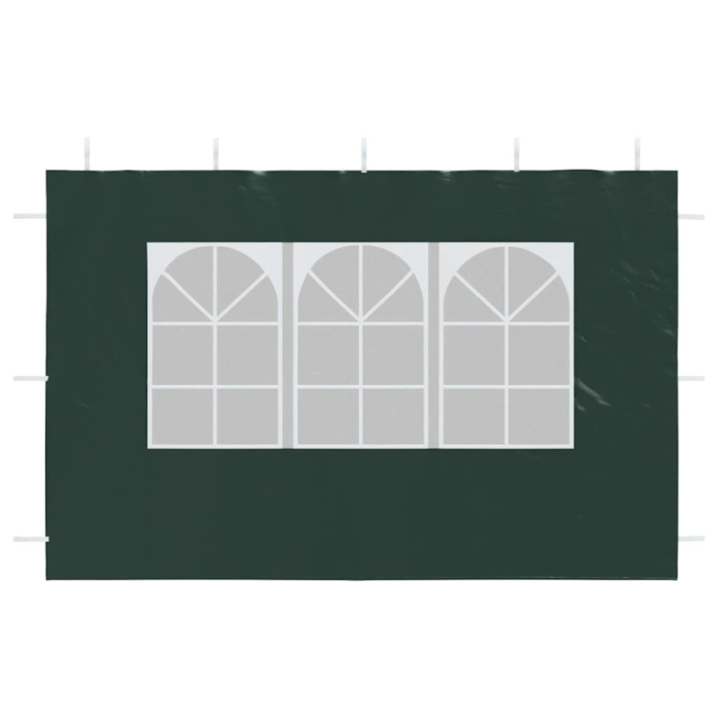 vidaXL dārza telts sānu sienas, 2 gab., ar logiem, PE, zaļas