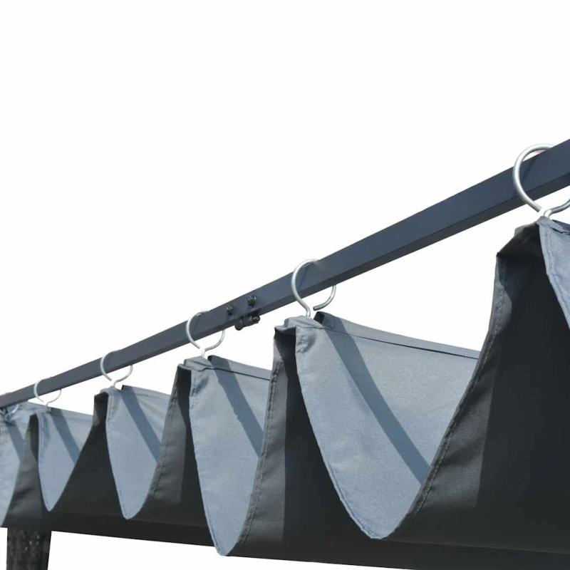 vidaXL nojume ar jumtu, pelēka PE rotangpalma, 300x300x220 cm