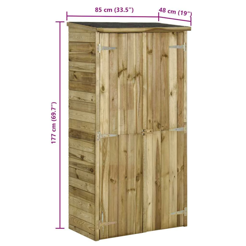 vidaXL dārza instrumentu šķūnis, 85x48x177 cm, priedes koks