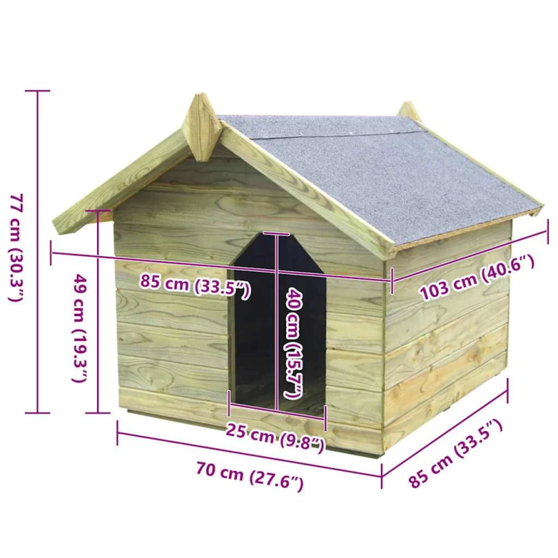 vidaXL suņu būda, atverams jumts, impregnēts priedes koks