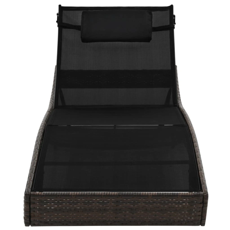 vidaXL sauļošanās zvilnis ar spilvenu, brūna PE rotangpalma