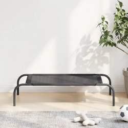 vidaXL paaugstināta suņu gulta, melna, S izmērs, tekstilēns