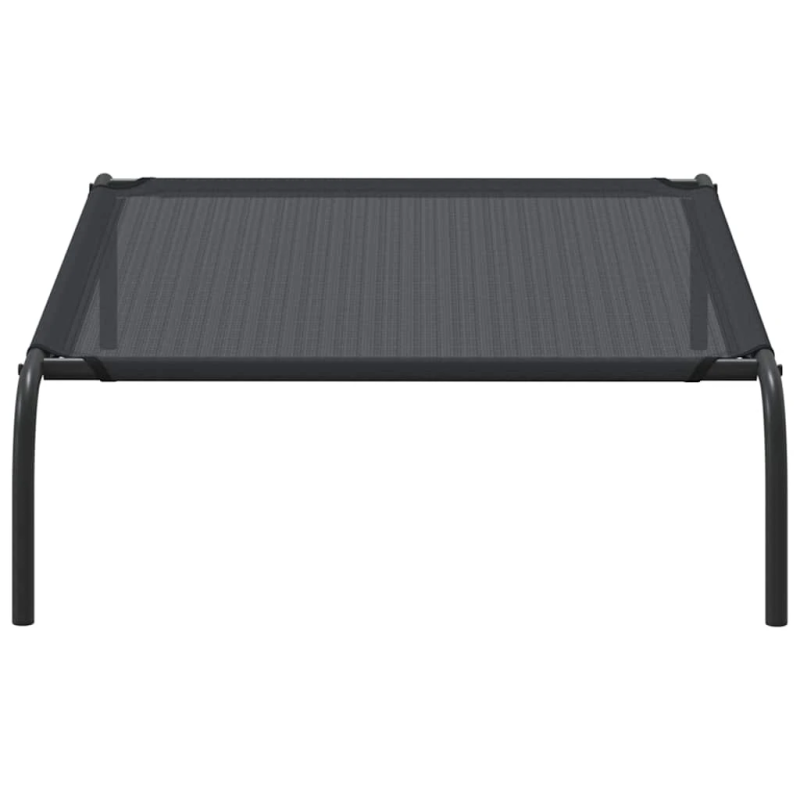 vidaXL paaugstināta suņu gulta, melna, L izmērs, tekstilēns