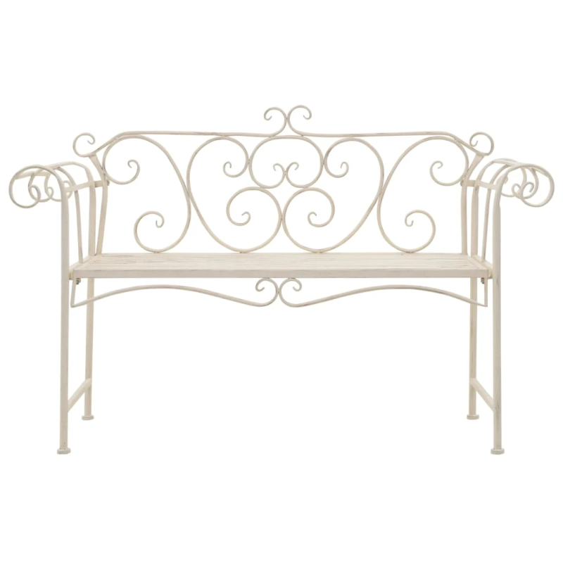 vidaXL Sodo suoliukas, baltas, 132 cm, metalas, senovinio stiliaus