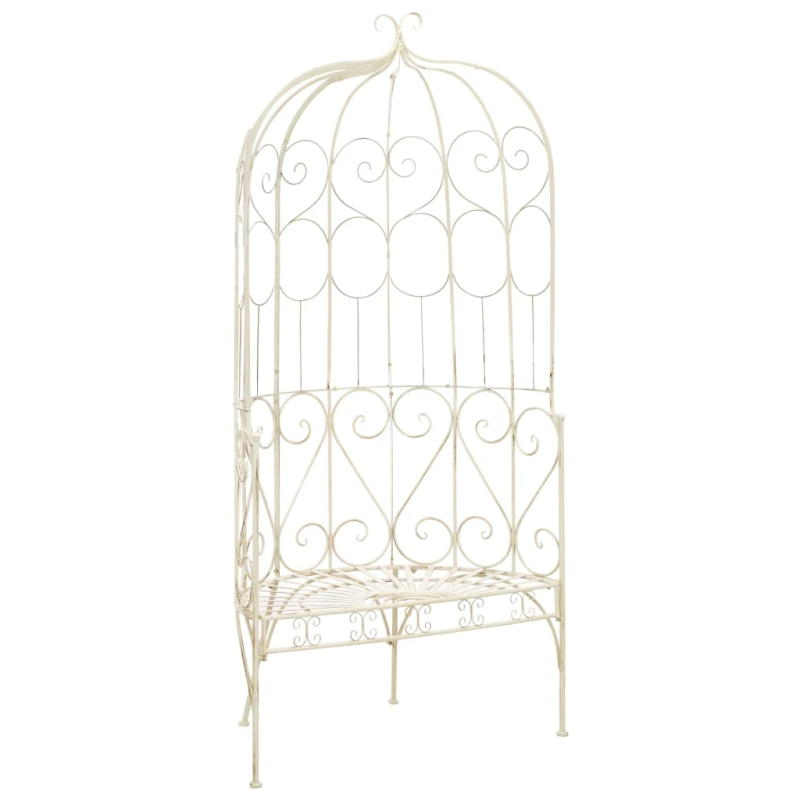 vidaXL dārza sols, 95 cm, dzelzs, antīki balts