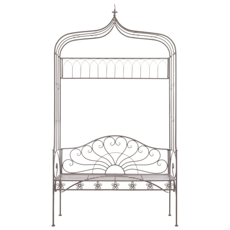 vidaXL dārza sols, 122 cm, dzelzs, antīki brūns