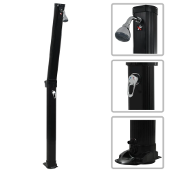 vidaXL salokāma solārā duša, melna, 214 cm, 23 L