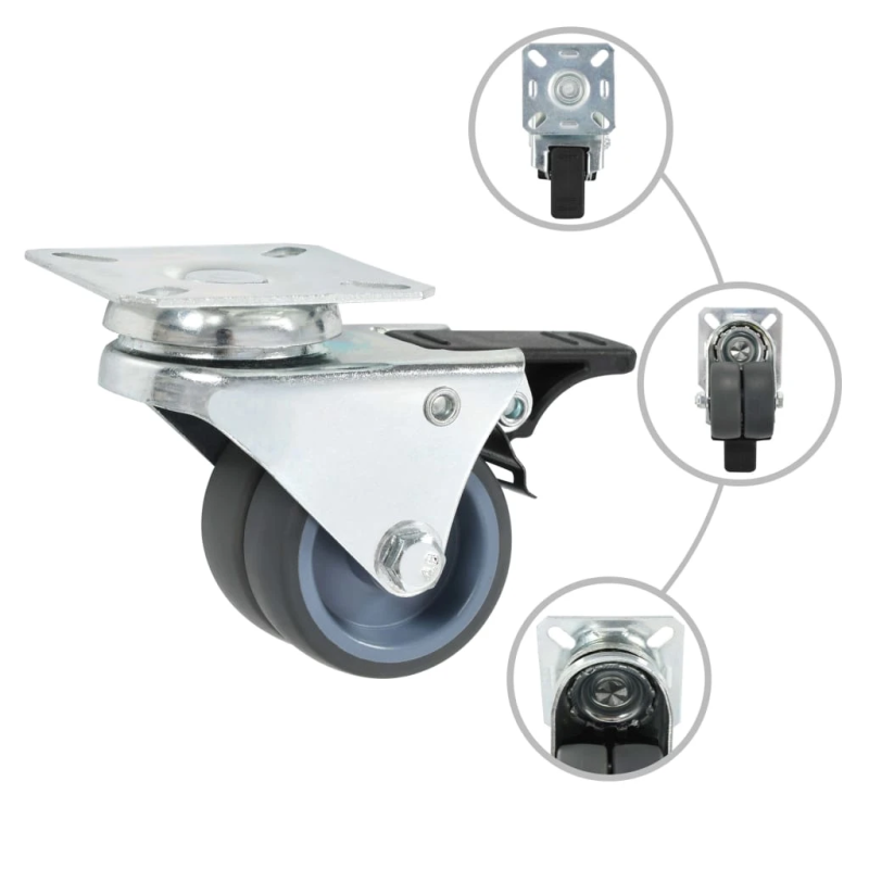 vidaXL grozāmi dubultritenīši ar dubultām bremzēm, 4 gab., 50 mm