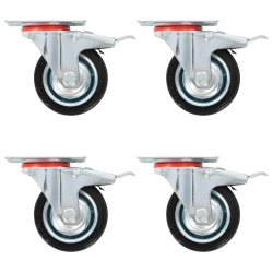 vidaXL grozāmi ritenīši ar dubultām bremzēm, 4 gab., 75 mm