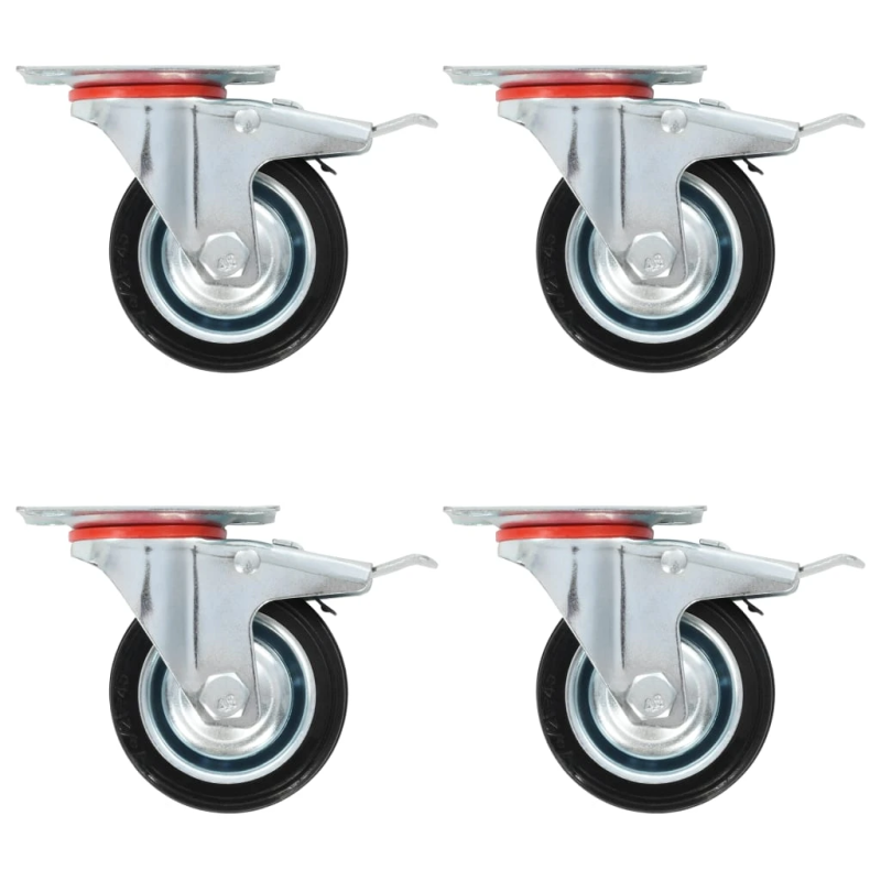 vidaXL grozāmi ritenīši ar dubultām bremzēm, 4 gab., 75 mm