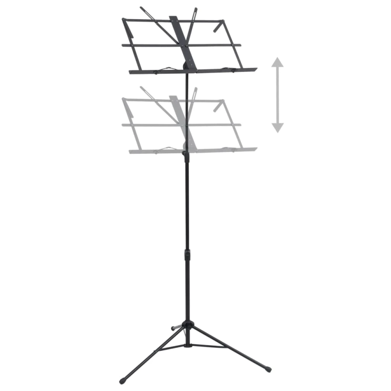 vidaXL nošu statīvs, melns tērauds
