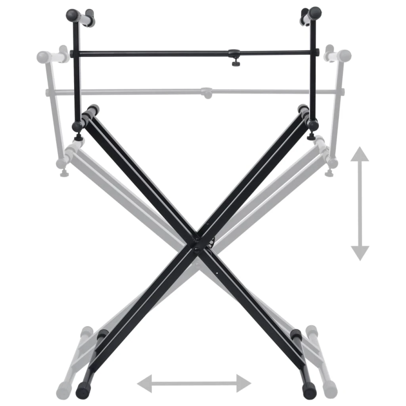 vidaXL taustiņinstrumentu statīvs, X forma, dubults, melns