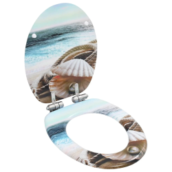 vidaXL tualetes poda sēdeklis, lēni aizverams, MDF, gliemenes dizains