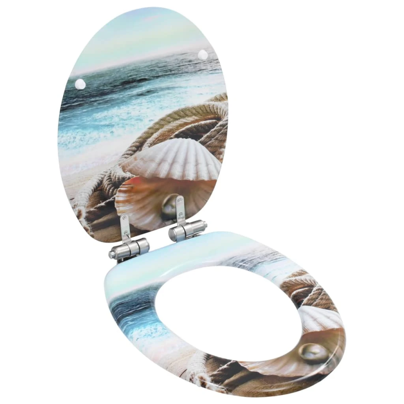 vidaXL tualetes poda sēdeklis, lēni aizverams, MDF, gliemenes dizains