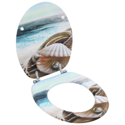 vidaXL tualetes poda sēdeklis ar vāku, MDF, gliemenes dizains