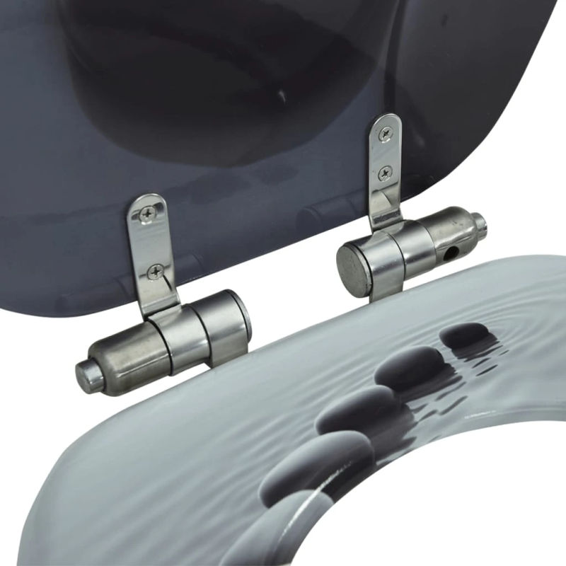 vidaXL tualetes poda sēdeklis, lēni aizverams, MDF, akmeņu dizains