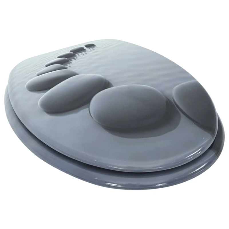 vidaXL tualetes poda sēdeklis, lēni aizverams, MDF, akmeņu dizains