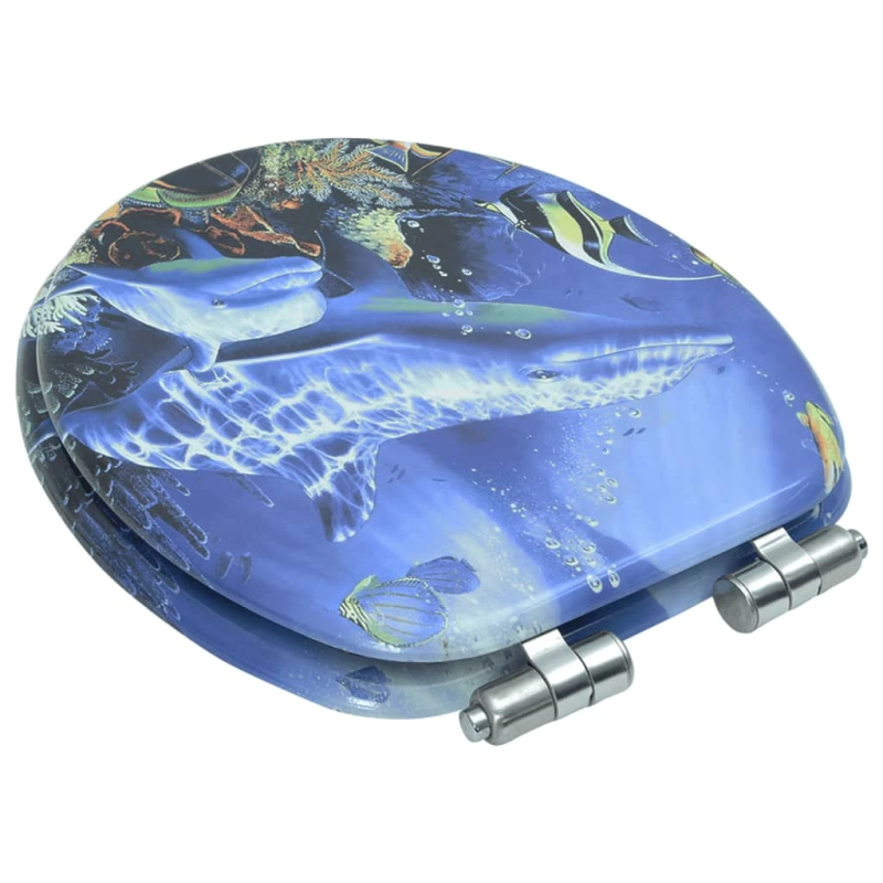 vidaXL tualetes poda sēdeklis, lēni aizverams, MDF, delfīnu dizains