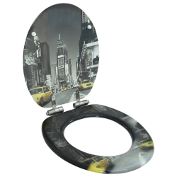 vidaXL tualetes poda sēdeklis, lēni aizverams, MDF, Ņujorkas dizains