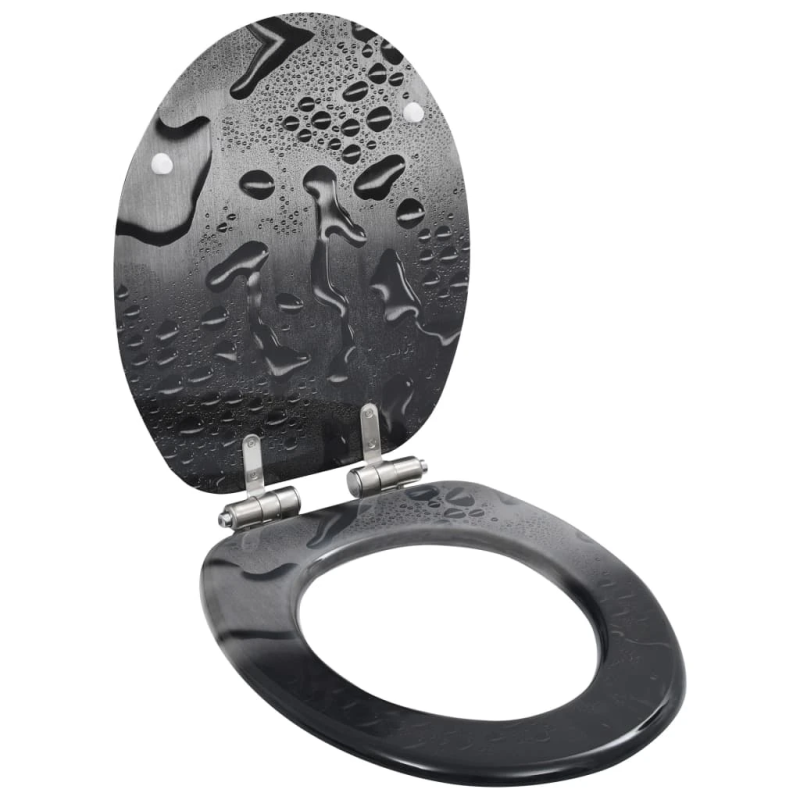 vidaXL tualetes poda sēdeklis, lēni aizverams, MDF, ūdens lāses