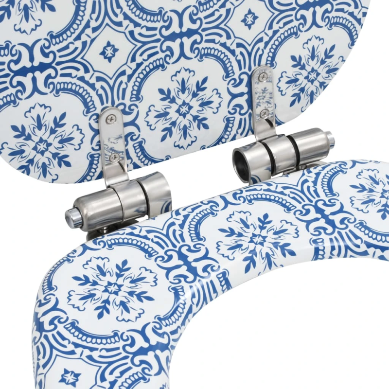 vidaXL tualetes poda sēdeklis, lēni aizverams, MDF, porcelāna dizains