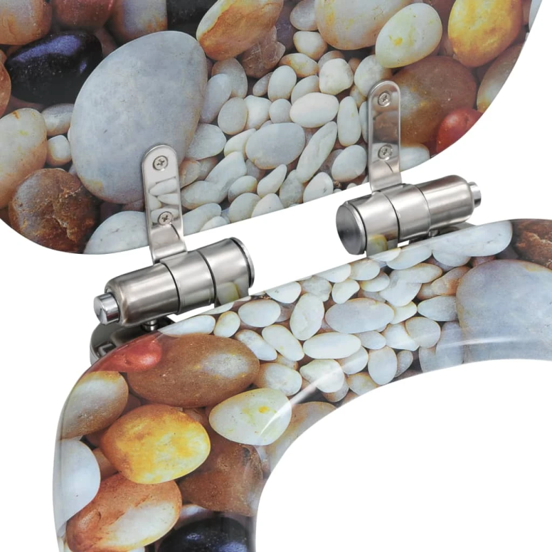 vidaXL tualetes poda sēdeklis, lēni aizverams, MDF, oļu dizains