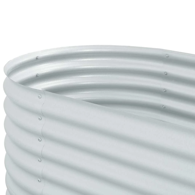 vidaXL augstā puķu kaste, 400x80x81 cm, cinkots tērauds, sudraba krāsa