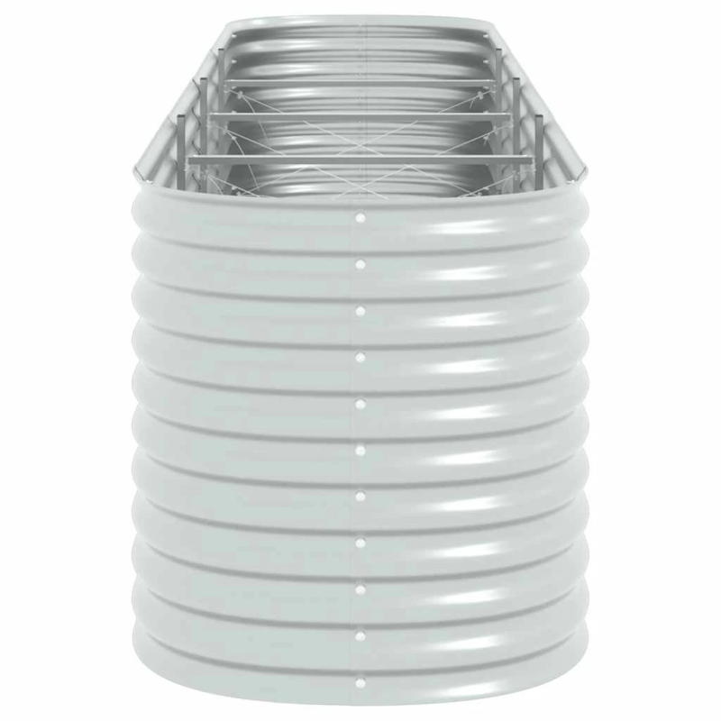 vidaXL augstā puķu kaste, 400x80x81 cm, cinkots tērauds, sudraba krāsa