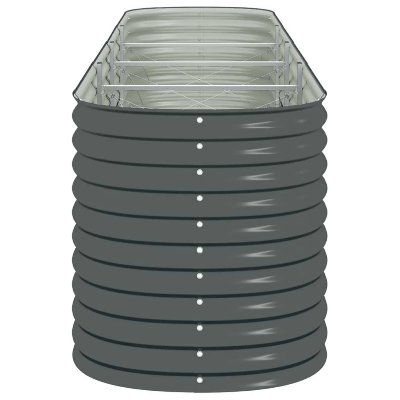 vidaXL augstā puķu kaste, 400x80x81 cm, cinkots tērauds, pelēka