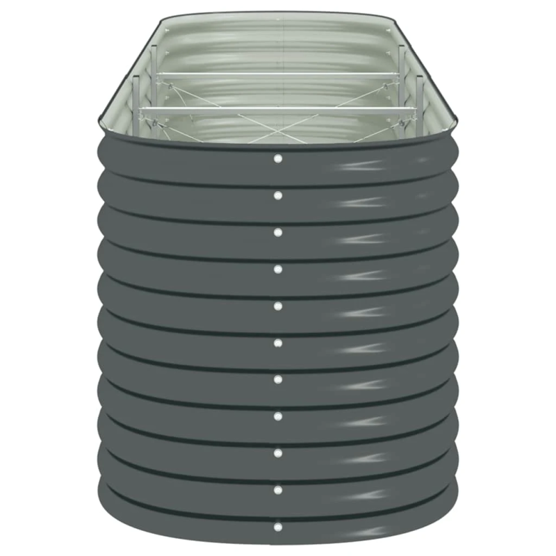 vidaXL augstā puķu kaste, 320x80x81 cm, cinkots tērauds, pelēka