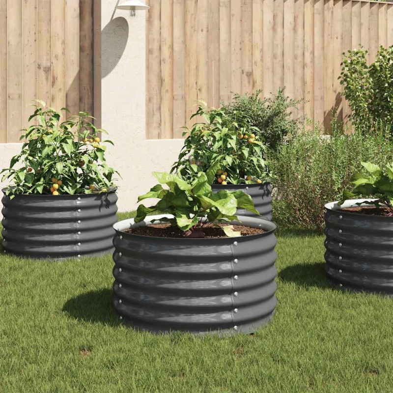 vidaXL augstā puķu kaste, 80x80x44 cm, cinkots tērauds, pelēka