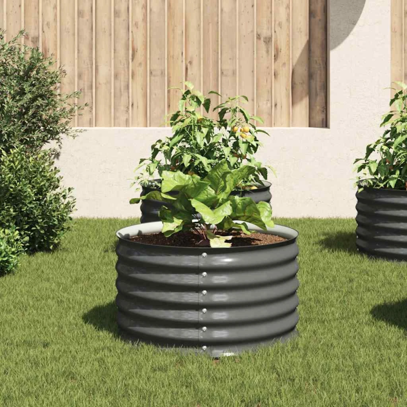 vidaXL augstā puķu kaste, 80x80x44 cm, cinkots tērauds, pelēka