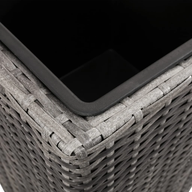 vidaXL augstās puķu kastes, 3 gab., PE rotangpalma, pelēkas