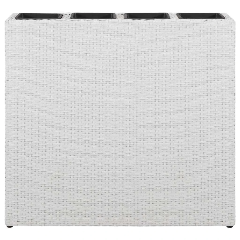 vidaXL augstā puķu kaste, 4 podi, PE rotangpalma, balta