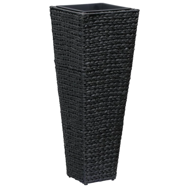 vidaXL augstās puķu kastes, 3 gab., ūdens hiacinte, melnas