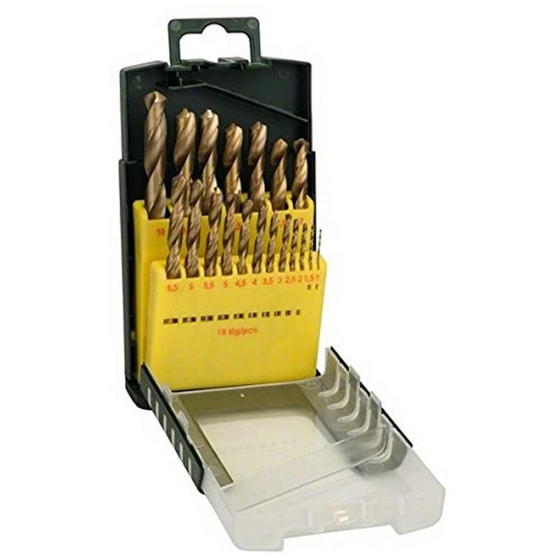 19-dalīgs HSS-TiN 1-10mm metāla urbju komplekts