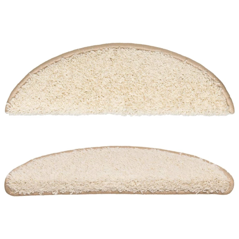 vidaXL kāpņu paklājiņi, 15 gab., 56x17x3 cm, krēmkrāsas, pusapaļi