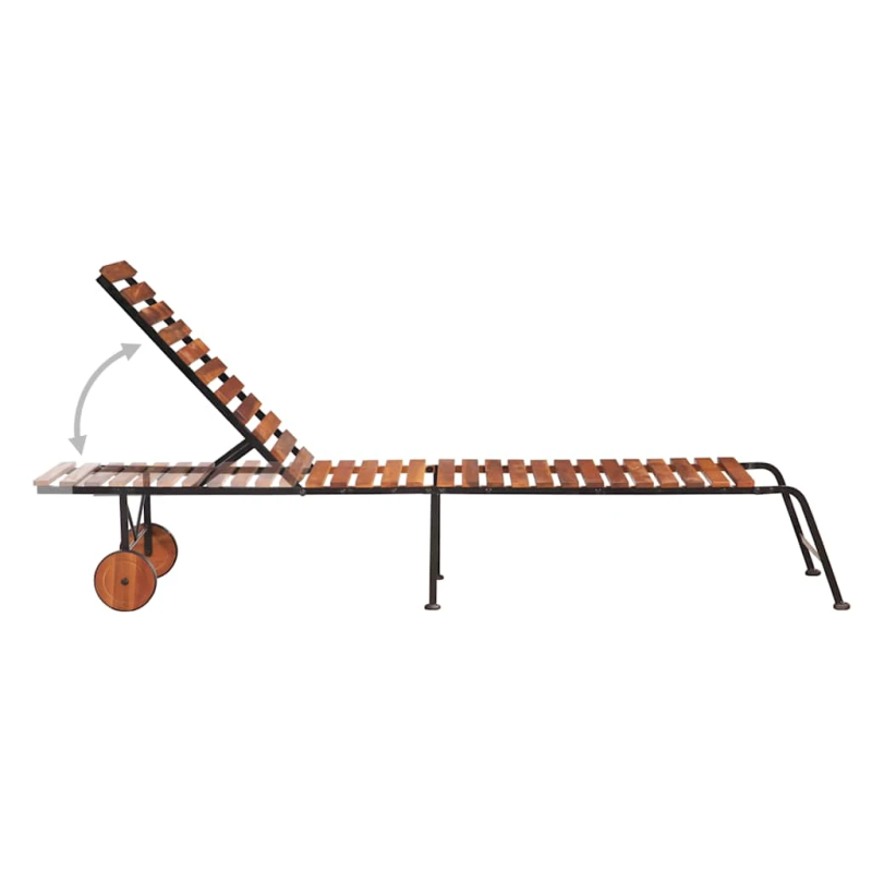 vidaXL sauļošanās zvilnis, akācijas masīvkoks ar tērauda kājām