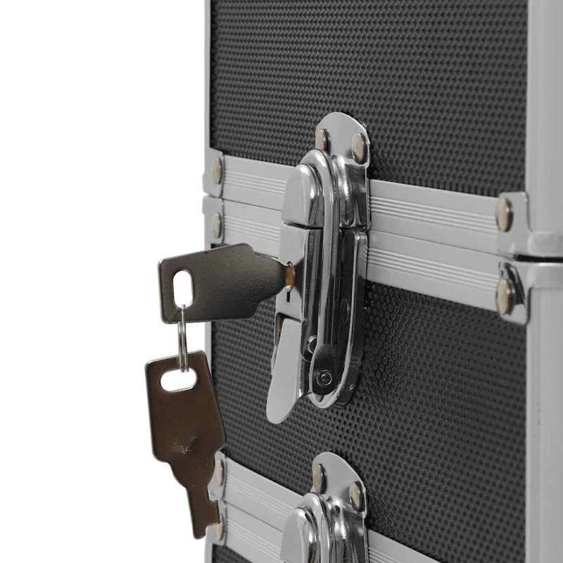 vidaXL kosmētikas koferis uz riteņiem, alumīnijs, melns