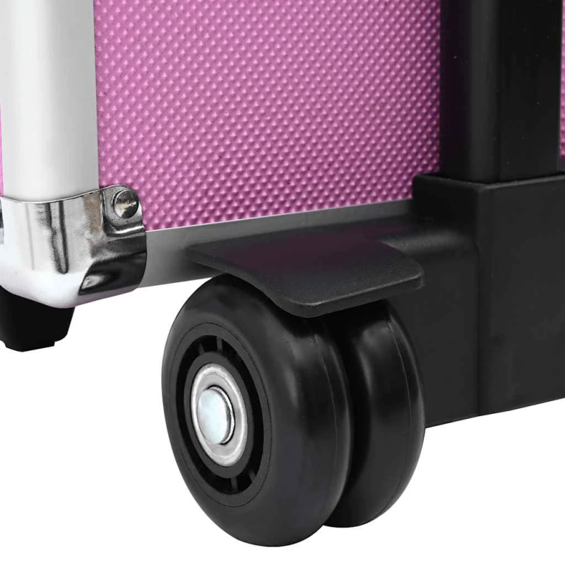 vidaXL kosmētikas koferis uz riteņiem, alumīnijs, rozā