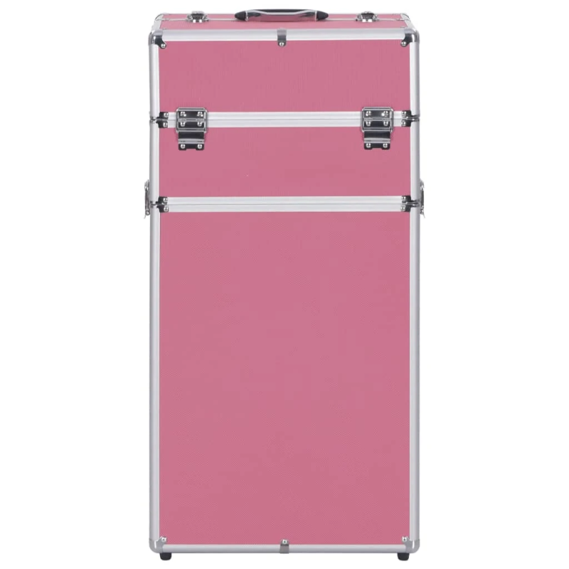 vidaXL kosmētikas koferis uz riteņiem, alumīnijs, rozā