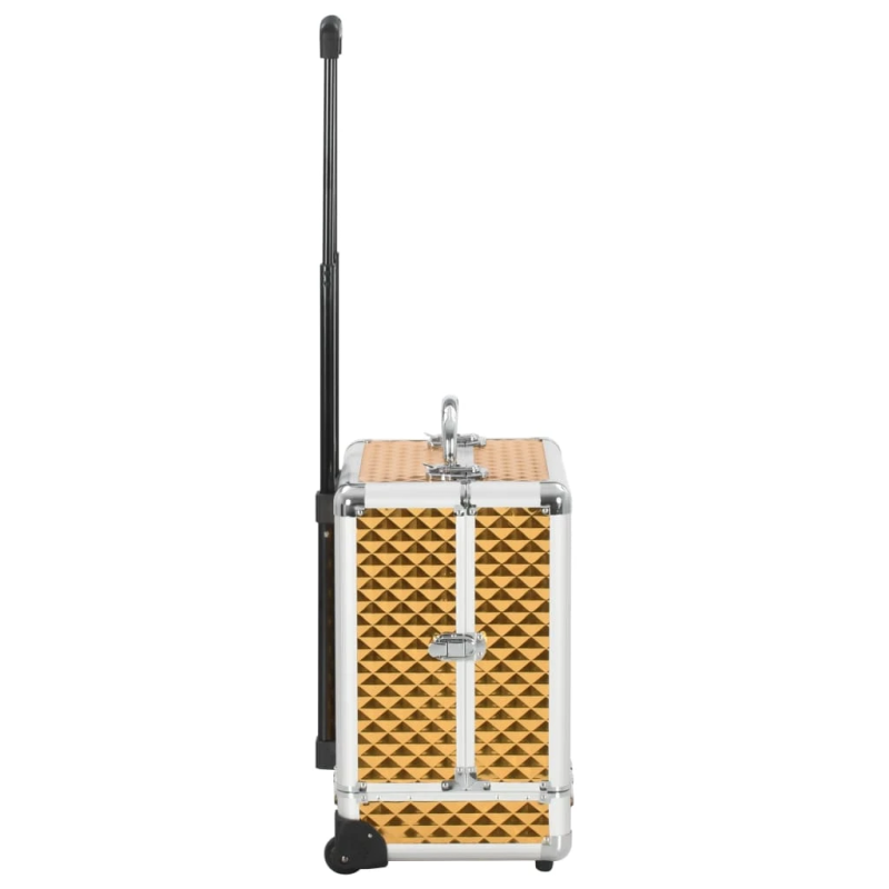 vidaXL kosmētikas koferis ar riteņiem, 35x29x45 cm, alumīnijs, zelta