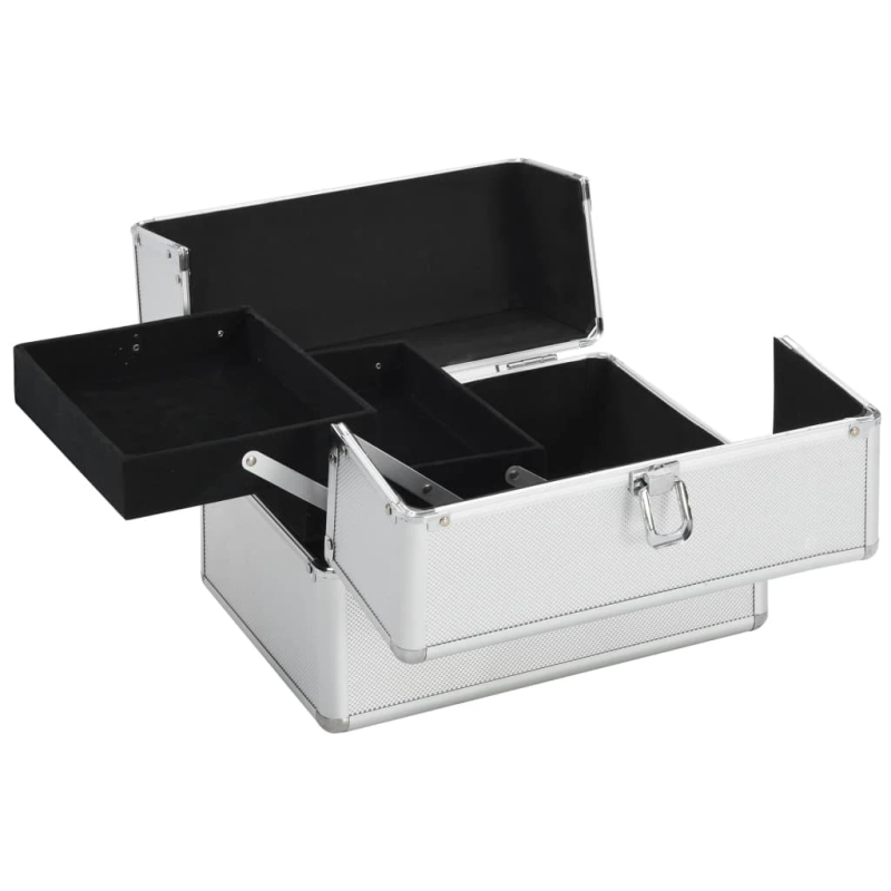 vidaXL kosmētikas koferis, 22x30x21 cm, alumīnijs, sudraba krāsā