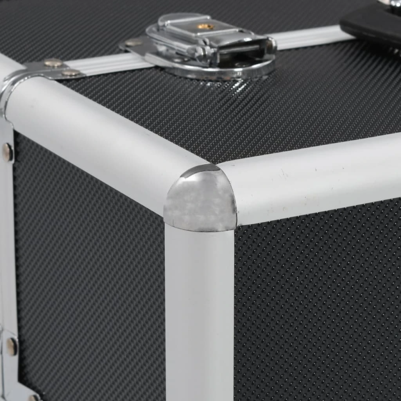 vidaXL kosmētikas koferis, 37x24x35 cm, alumīnijs, melns