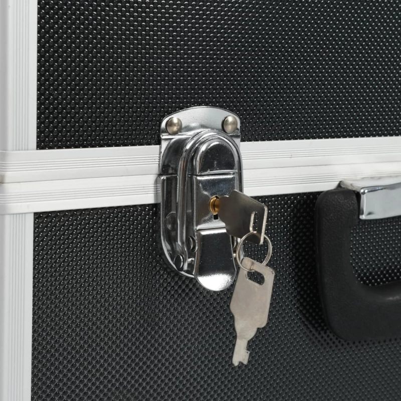 vidaXL instrumentu koferis, 38x22,5x34 cm, melns, alumīnijs