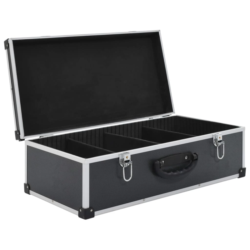 vidaXL CD koferis 80 kompaktdiskiem, ABS, alumīnijs, melns