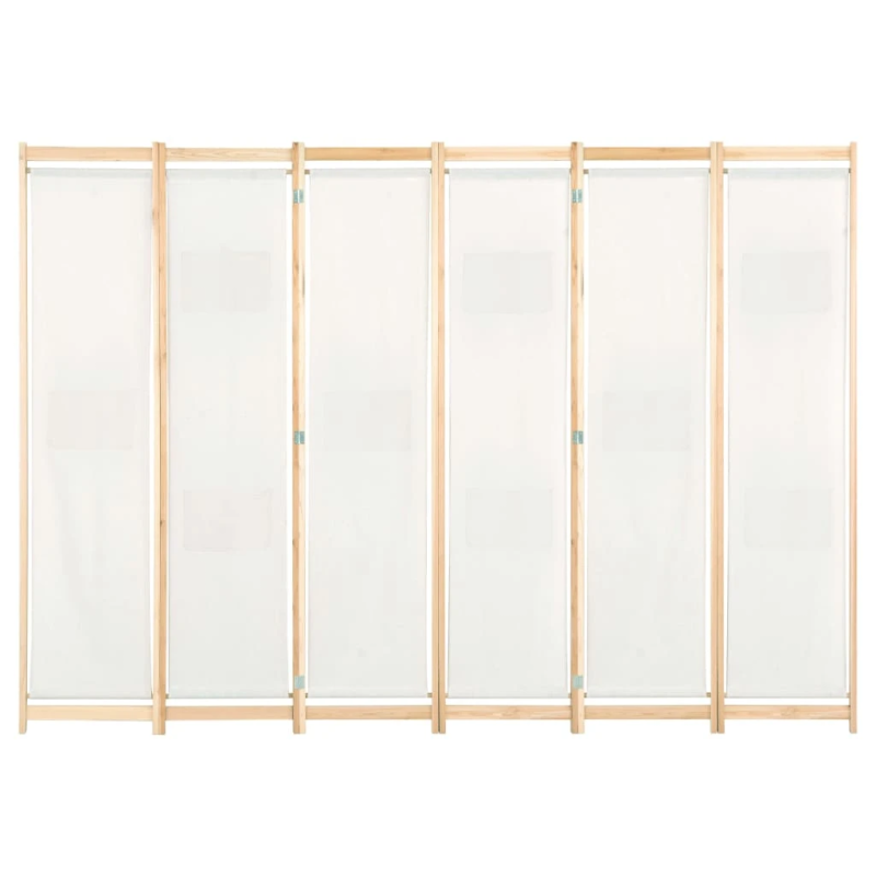 vidaXL 6-paneļu istabas aizslietnis, 240x170x4 cm, krēmkrāsas audums